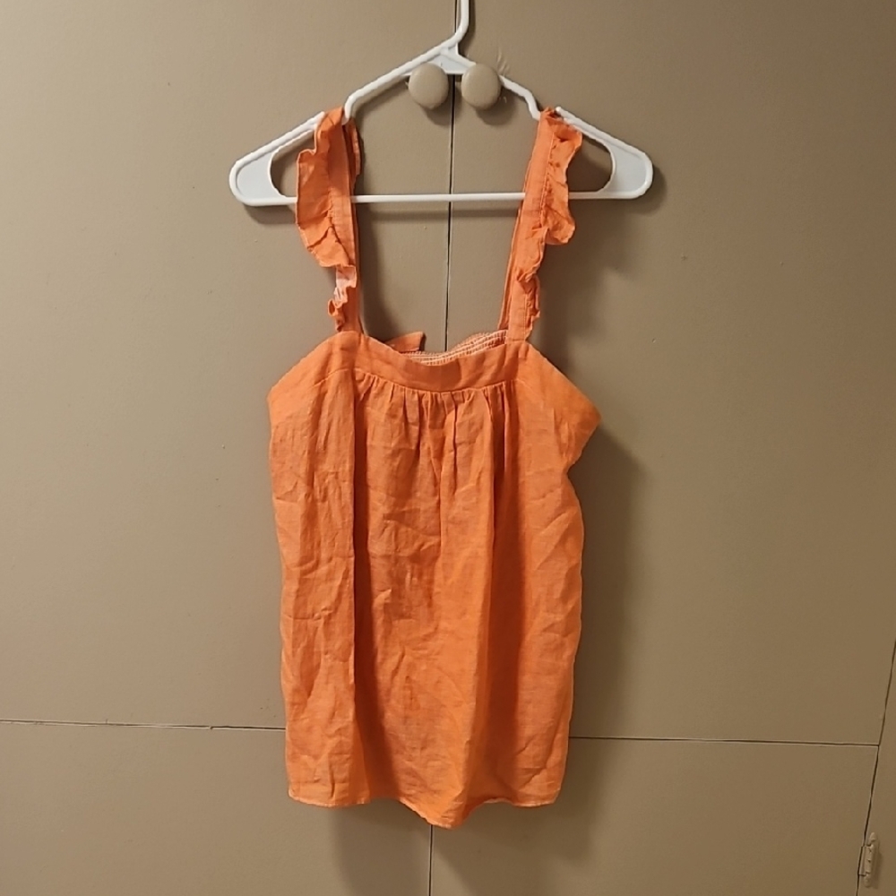 Old Navy Bright Orange Ruffle Strap Tank Top